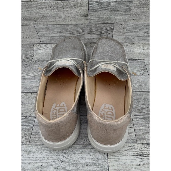 Hey Dude Wendy Metallic Sparkle Shoes Womens Size 7 Rose Gold Glitter Comfort - Picture 6 of 10